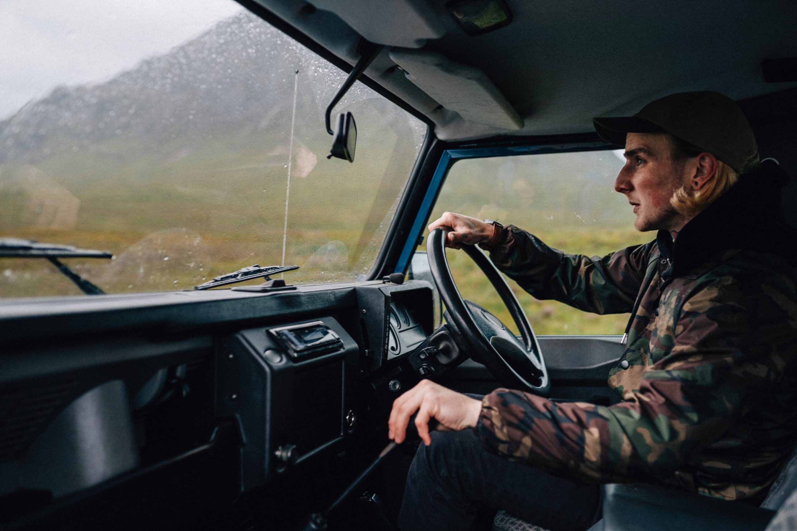 A person driving a truck